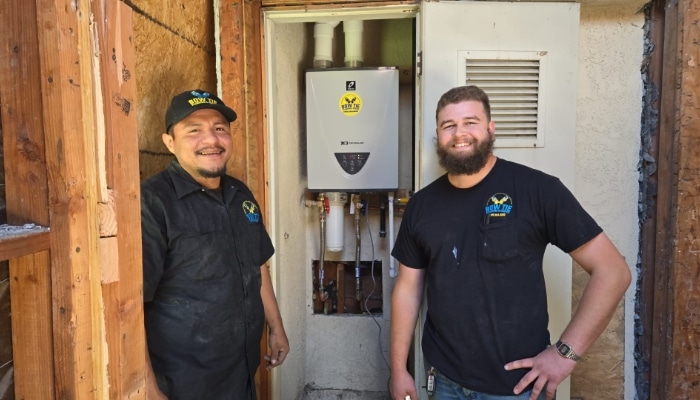 Will And Miguel With Tankless Water Heater